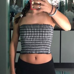 NWOT Plaid Black and White Tube Top